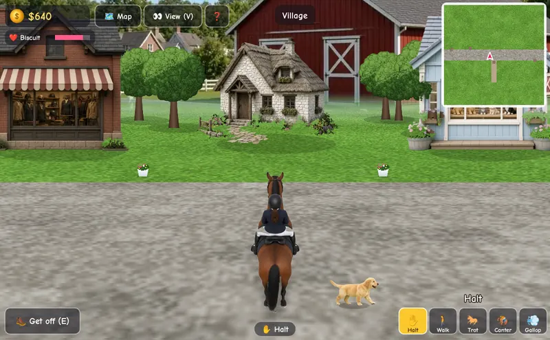 Riding through the village with a pet puppy