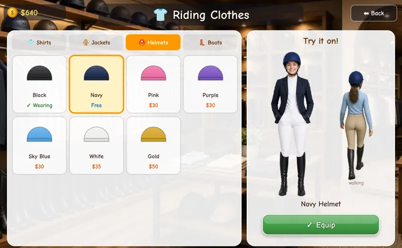 Dressing up in the clothes shop